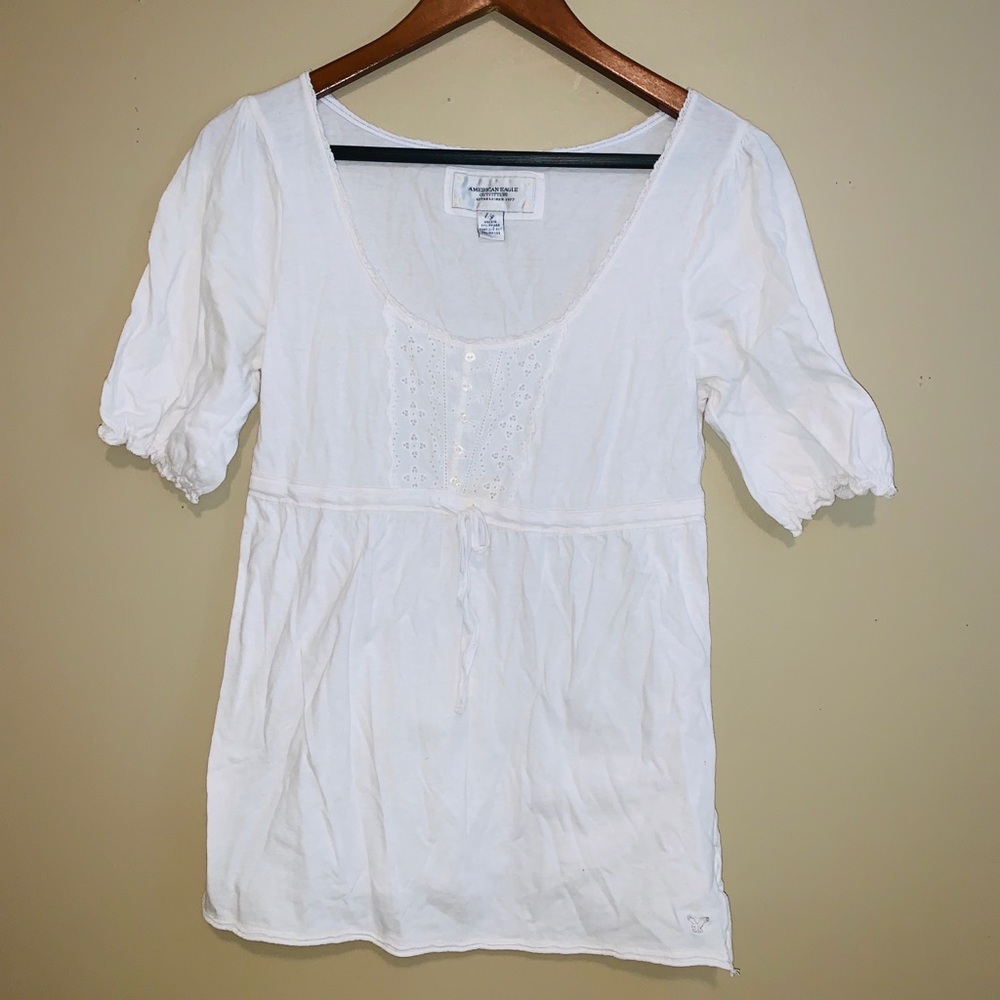White scoop neck blouse